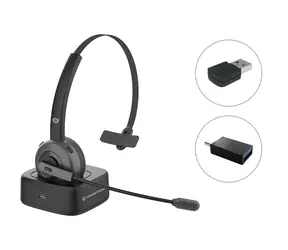 Conceptronic POLONA03BDA schwarz / Kabelloser Kopfhörer mit Mikrofon / Mono / Bluetooth 5.0 / 22 Stunden Akkulaufzeit