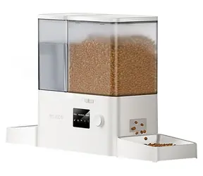 Rojeco 2-in-1 Trinkbrunnen und Futterspender Weiß / Trinkbrunnen und Futterautomat für Haustiere / WLAN / 3,5 l Wasser / 5 l Futter