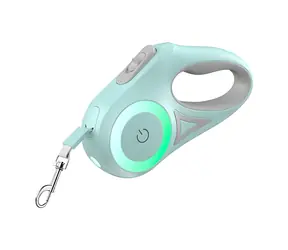 Rojeco Automatische Leine 3 m grün / LED-Taschenlampe + RGB-Hintergrundbeleuchtung / bis zu 15 kg
