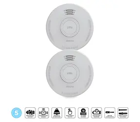 Alecto SD530 2 Stück / Rauchmelder / fotoelektrischer Sensor / 9-V-Batterie / 5 Jahre Lebensdauer / 85 dB