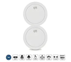 Alecto SD1030 weiß / Rauchmelder / 2 Stück / Batterie und Sensor 10 Jahre / 85 dB