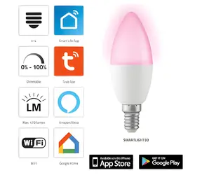 Alecto SMARTLIGHT30 / Intelligente LED-Lampe / E27 / WLAN / RGB / 2000-4000 K / 5 W / dimmbar