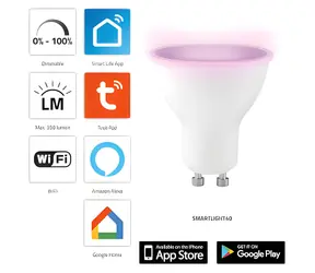 Alecto SMARTLIGHT40 / Intelligente LED-Lampe / E27 / WLAN / RGB / 2000-4000 K / 5 W / dimmbar