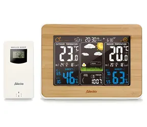 Alecto WS-1560 Bambus / Wetterstation / drahtloser Außensensor / Reichweite 100 m / Display 5,7"