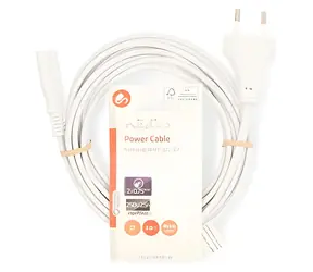 Nedis Stromkabel Euro(M) - IEC-320-C7 3 m Weiß / Stromkabel / Gerade / Flaches PVC