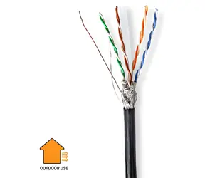 Nedis CAT6 S/FTP CCA Outdoor-Netzwerkkabel, schwarz, 305 m, PE-Kabel