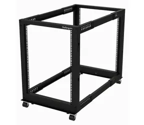 StarTech Open Frame Rack 15U / Offenes Gestell / 4-Pfosten / Tragfähigkeit 544 kg / 600 × 1100 mm / Schwarz