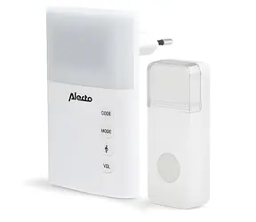 Alecto ADB-19 weiß / Kabellose Türklingel / 36 Melodien / LED-Anzeige / IP44
