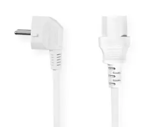 Nedis Netzkabel weiß / Netzkabel / Typ F - IEC-320-C13 / abgewinkelt / 10 A / 2 m