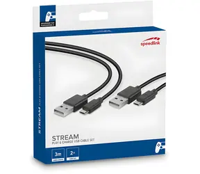 Speed Link Stream schwarz / Ladekabelset / PS4 / Micro-USB / 3 m