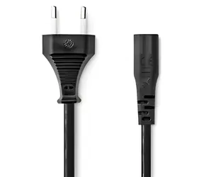 Nedis Stromkabel Euro-IEC320-C1 Schwarz / Stromkabel / vernickelt / 2 m / flach / PVC