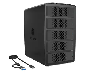 ICY BOX IB-RD3705-CU3 schwarz / Externes Gehäuse für 5x HDD/SSD (2,5 und 3,5 Zoll) / RAID / USB-C 3.2 Gen1 / 1 Lüfter