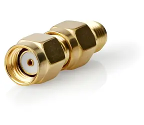 Nedis Adapter RP-SMA(M) - SMA(F) gold / Adapter / vergoldete Kontakte / 50 Ohm / 2 Stück.