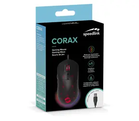 Speed Link SL-680003-BK CORAX Gaming-Maus, schwarz / Gaming-Maus / kabelgebunden / 3200 dpi / 5 Tasten / RGB-Hintergrundbeleuchtung