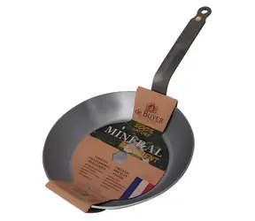 De Buyer Mineralpfanne B 28 cm / Induktionsgeeignet / Stahl / Flacher Griff