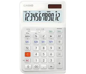 Casio JE-12E-WE / Taschenrechner / 12-stelliges LCD-Display / Solar- und batteriebetrieben / Ergonomische Tastatur