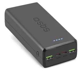 SBS Powerbank 30.000 mAh schwarz / Powerbank / Leistungsabgabe 20 W / 2x USB-C / 2x USB-A