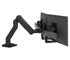Ergotron HX Schreibtisch-Doppelmonitorarm, schwarz / Schreibtischarm für 2 Monitore / Bis zu 32 Zoll / Höhenverstellbar bis 292 mm