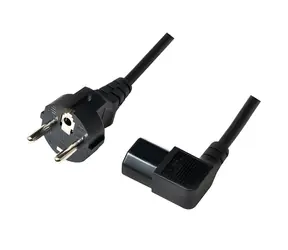 LogiLink Stromkabel Schuko - C13 2m schwarz / Stromkabel / C13 abgewinkelt / VDE / 250 V / 10 A