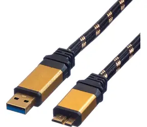 Roline USB-A - Micro-B schwarz-gold / Kabel / Anschluss / 0,8 m