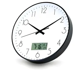 Eldonex TOKYO Analoge Wanduhr mit Display, schwarz / Wanduhr