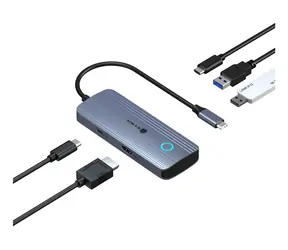 Icy Box IB-DK4081-SO Anthrazit / Dockingstation / USB-A / USB-C / HDMI 4K 60 Hz / PD 100 W