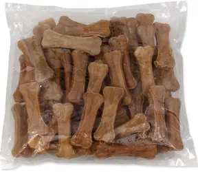 Rasco Kauknochen aus Büffelleder, 10 cm / Hundeleckerli / Kaubar / Miniatur, Klein, Mittel