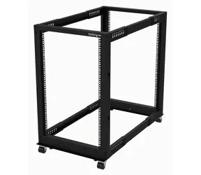 StarTech Open Rack 18U mobil / Offener Schrank / 19" / 4-Pfosten / Tiefe verstellbar 22-40" / mobil