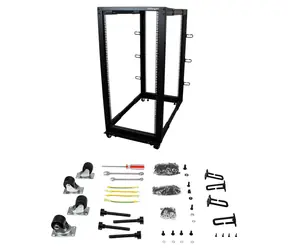 StarTech Open Rack 25U mobil / Offener Schrank / 19" / 4-Pfosten / Tiefe verstellbar 22-40" / mobil
