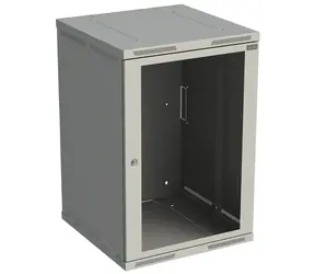 Solarix SENSA-18U-66-11-G grau / Wandschrank / 600 mm / 18 HE / Glastür / RAL 7035
