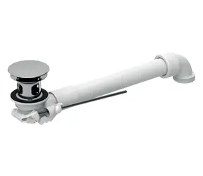 Geberit Economy Siphon für Waschbecken mit Überlauf, verchromt / Siphon / Ablaufgarnitur mit Zugstange / G 1 1/4" / schmale Ausführung