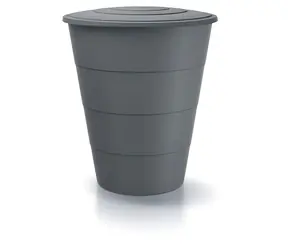 Prosperplast SMOOTH hellgrau 210 l / Regentonne / Kunststoff / Wasserhahn / Sicherheitsdeckel mit Schloss