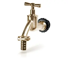Prosperplast Metallhahn für Regenwasserfass, goldfarben / Hahn / Gewinde 3/4" / Metall