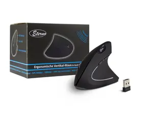 Inter-tech Eterno KM-206R schwarz / Ergonomische Maus / Kabellos 2,4 GHz / 1600 DPI / 6 Tasten
