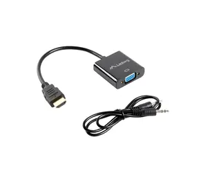 Lanberg schwarz / Adapter / HDMI (M) auf VGA (F) + 3,5-mm-Klinkenstecker (F) / 0,2 m / Full HD