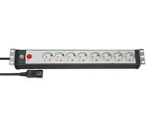Brennenstuhl Premium Line 19" Steckdosenleiste schwarz / Steckdosenleiste / 8x Steckdosen / IEC C14 / 3 m / 1,5 HE