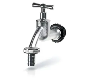 Prosperplast Metallhahn für Regenwasserfass, silber / Hahn / Gewinde 3/4" / Metall