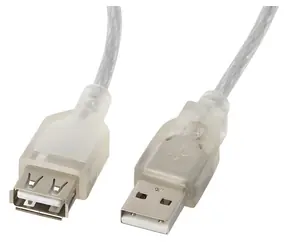Lanberg Kabel USB-A(M)-USB-A(F) 2.0 transparent 5 m / USB-Kabel / 5 m