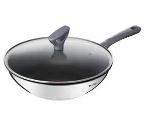 TEFAL Daily Cook G7309955 / Wokpfanne / 28 cm / Edelstahl / mit Deckel