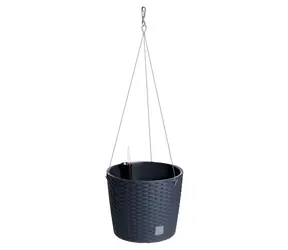 Prosperplast RATO RUND W Anthrazit 25,6 cm / Hängender Blumentopf / Höhe 21,9 cm / Volumen 6,5 l