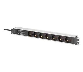Digitus PDU 19" 7 Steckdosen schwarz/Aluminium / Steckdosenleiste / 1 HE / 2 m Kabel / Überspannungsschutz
