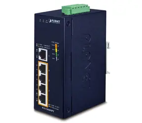 Planet IGS-504HPT / Industrie-Switch / 5x Gigabit RJ-45 / 4X PoE+ 802.3at / IP40 / -40 bis 75 °C