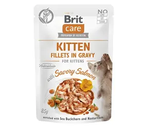 Brit Care Katzenbabyfilets in Sauce mit Lachs 85 g / Beutel für Kätzchen / Lachs in Sauce