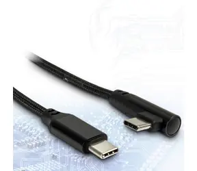 Inter-tech USB-C-Kabel 90° 1 m schwarz / USB-C (M) - USB-C (M)-Kabel / PD 60 W