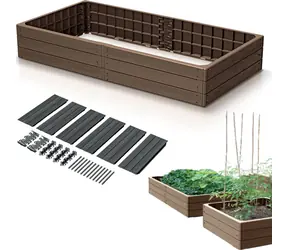 Prosperplast Sockel Woody rustikaler Ziegelstein / Hochbeet / 149,2 x 75,6 cm / Höhe 25 cm / Kunststoff