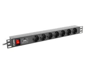Lanberg PDU schwarz / Rack-Steckdosenleiste / 1 HE / 19" / 7 Schuko-Steckdosen / IEC C14 / 10 A / 2 m
