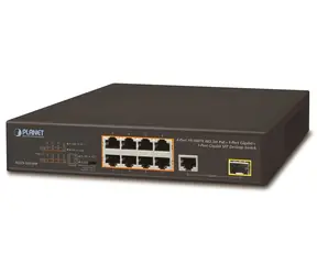 Planet FGSD-1011HP / PoE-Switch / 8x 10/100 / 1x 1000Base-T + 1x SFP / 802.3at 120W / lüfterlos