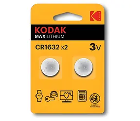 Kodak MAX CR1632 / Lithiumbatterie / 3V / 2 Stück / Blisterverpackung