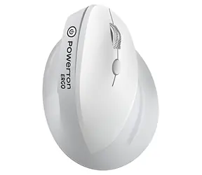 Powerton ERGO SPIRA weiß-grau / Kabellose Maus / ergonomisch / optisch / Bluetooth und 2,4 GHz / 3200 DPI