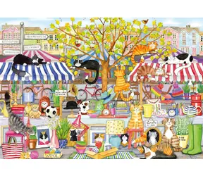 GIBSONS Puzzle Katze Straßenmarkt XXL / 100 Teile